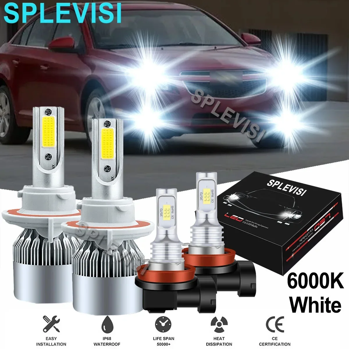 

LED Headlight Fog Light Bulbs 6000K White Bright LED Bulbs For For Kia Soul 2014-2019 2015 2016 2017 2018 no dark spots