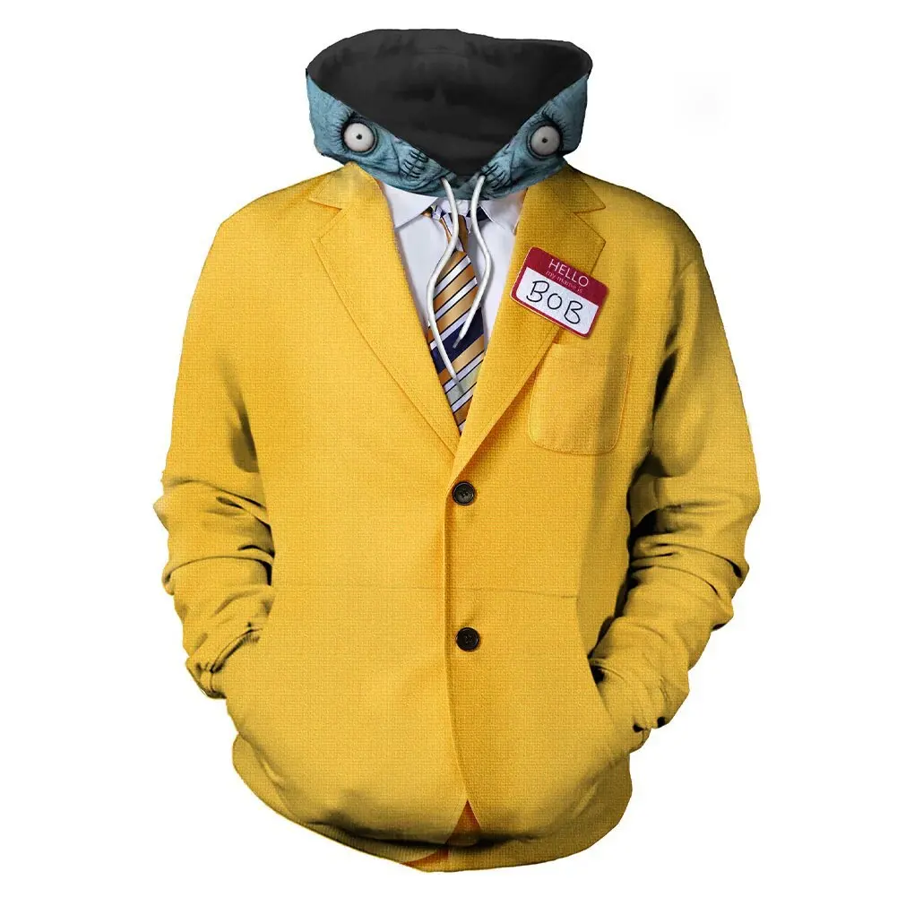 Hoodie Bob Cosplay amarelo para homens e mulheres, terno de festa de Halloween, moletom, pulôver com capuz, sucos, streetwear casual