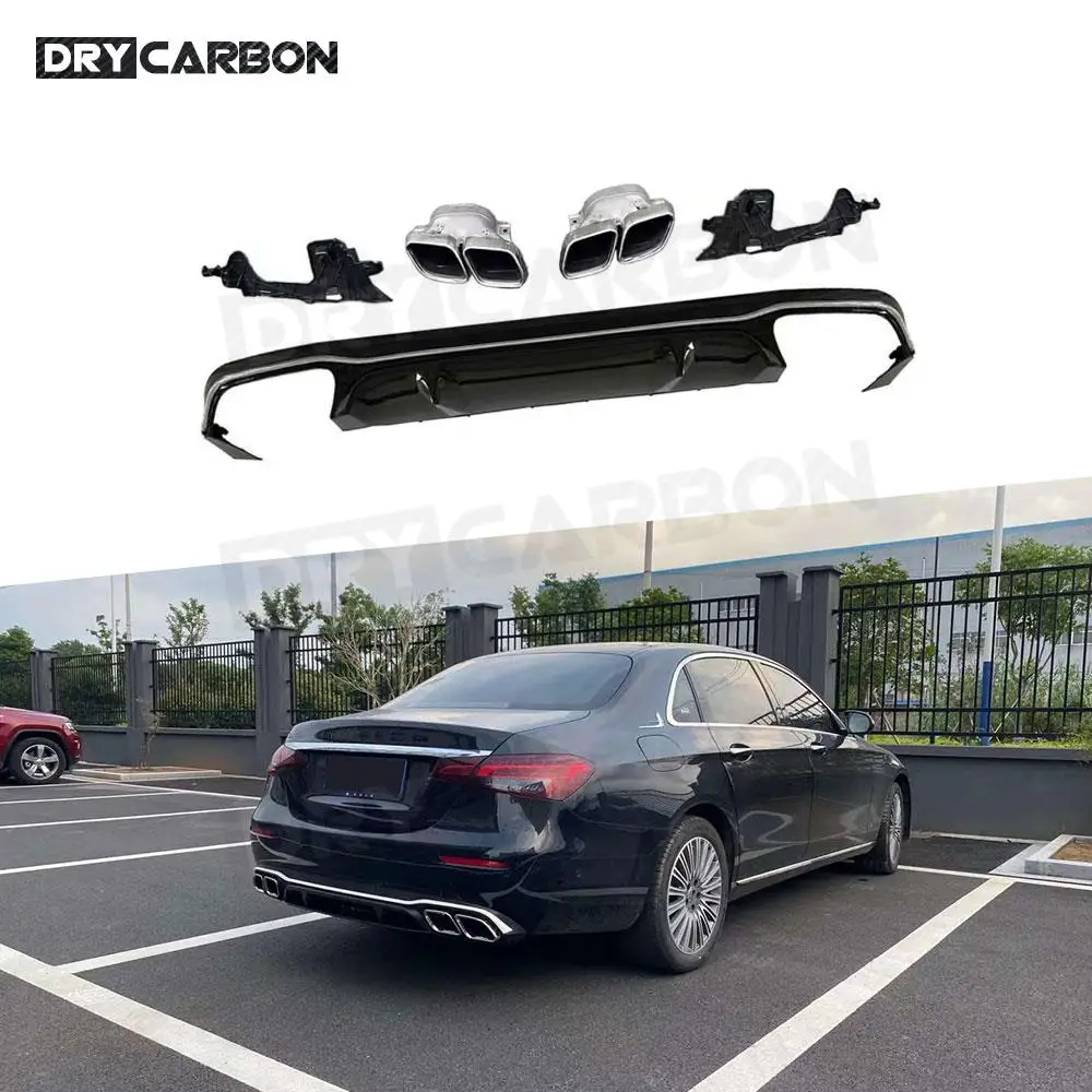 

Car Style Gloss Black Rear Bumper Lip Diffuser with Exhaust Tips for Mercedes Benz E Class E300 Standard 2016 - 2021+