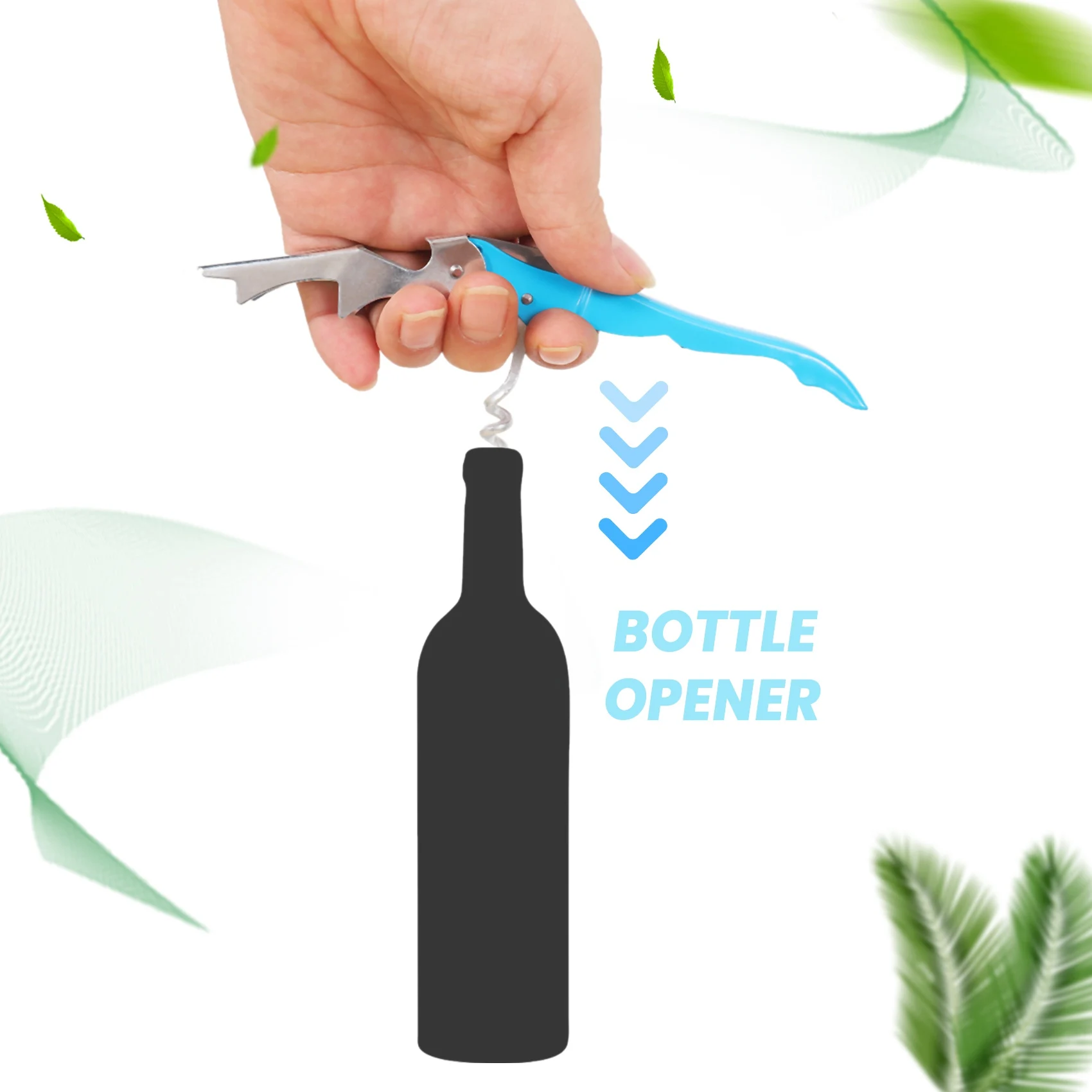 Confezione da 5 cavatappi Set apribottiglie per impieghi gravosi con taglierina e apribottiglie chiave per vino per camerieri, casa
