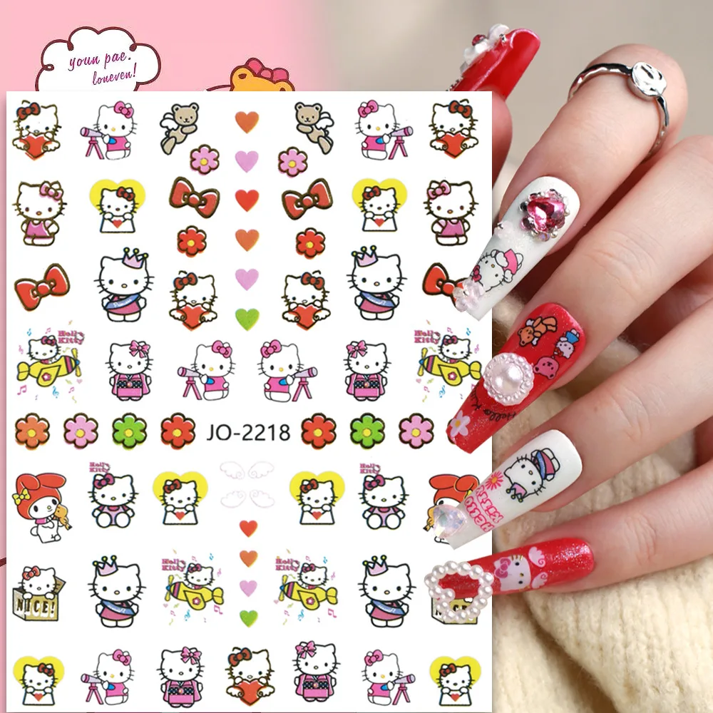 1PCS New Anime Sanrio Nail Supplies Nail Stickers Cartoon Melody Kulomi Cinnamoroll Cartoon 3D Adhesive Stickers Press on Nails