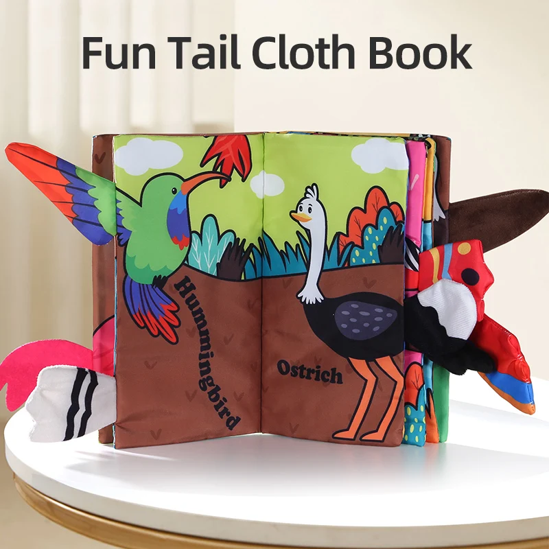 Libro di stoffa per bambini Sei pagine 0-3 anni Giocattoli per la prima educazione infantile Giocattoli per bambini per l'apprendimento cognitivo degli uccelli Regalo per le ragazze dei ragazzi