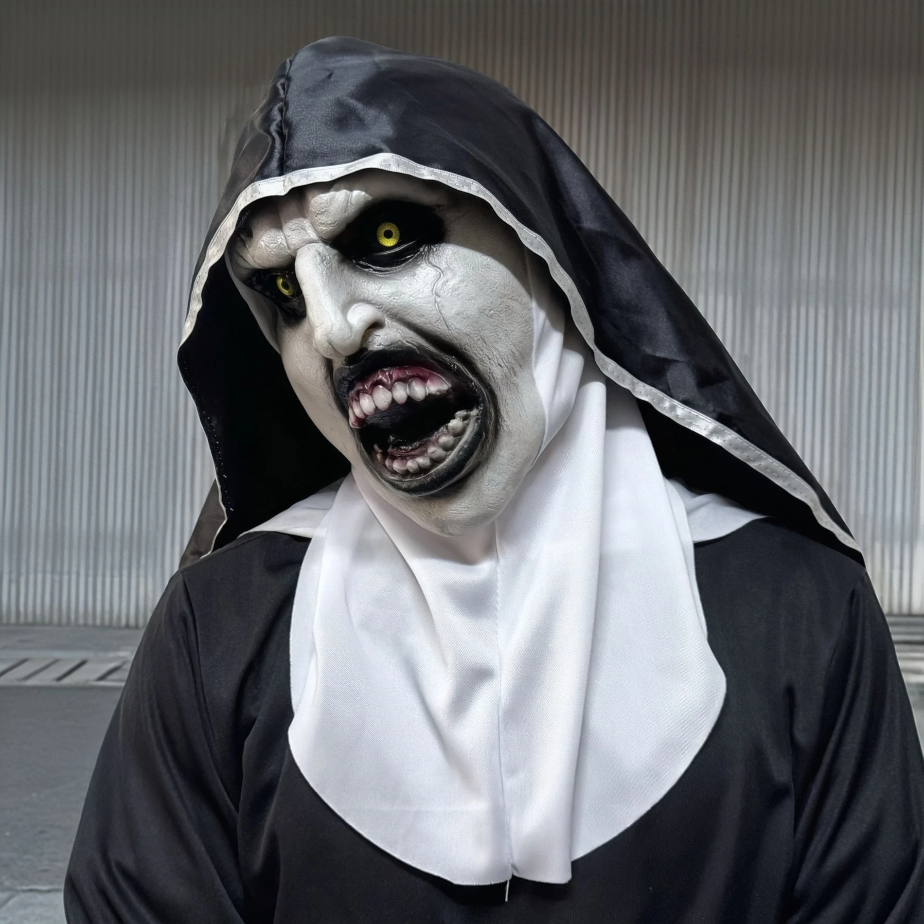 

Маска страшной монахини из латекса для Хэллоуина, резиновый реквизит для косплея, аксессуар для сцены, бара, развлечений, квест-комнат, вечеринок, аксессуар для макияжа