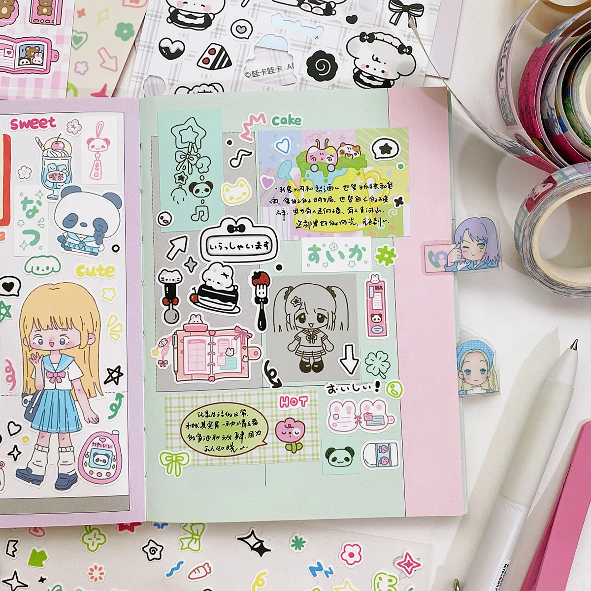 Kawaii Deco Adesivo Set, Adesivos de Animais Bonitos para Scrapbook, Estacionário, Artes, Diy, Planejador de Jornal Decoração