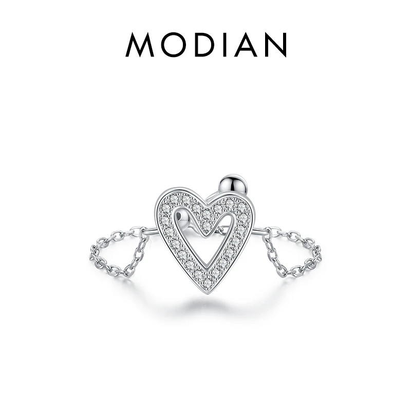 Women's 925 Sterling Silver Adjustable Heart Flower Link Ring