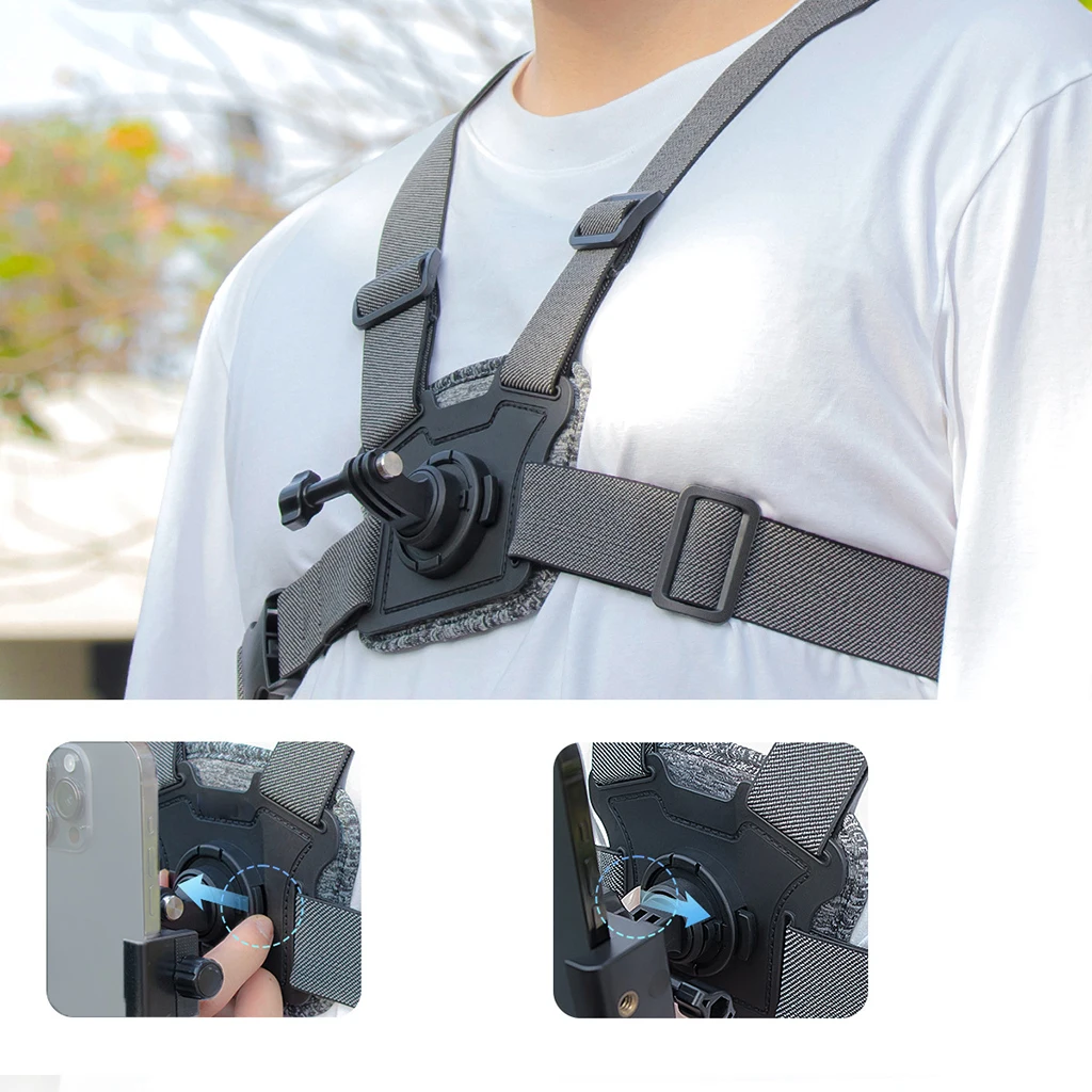 Chest Strap Rotate Phone Mount for iphone Smart Phone Belt Body Harness Holder for Gopro Hero 12 11 10 9 8 Insta360 Dji Camera