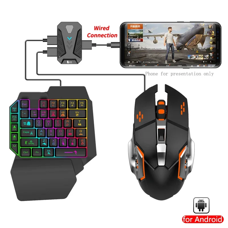 

PUBG Mobile Gaming Controller Gamepad Wired Connection Plug And Play For Android Phone Shooting Keyboard Mouse Converter