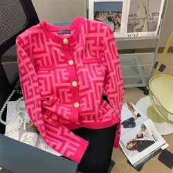 Spring Autumn Jacket Women Knitted Cardigan Cropped Cardigan High-end Luxury Designer Clothes Short Tops Sweater Trend Coats