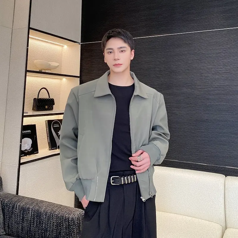 

Spring 2026 Men's ort Loose Fit Jaet Korean Sle Trendy Zipper Casual irt Polyester Fiber Long Sve Regular Thin