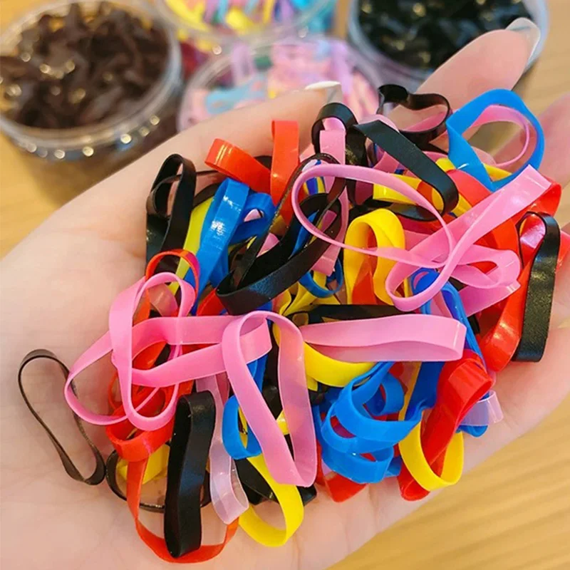 500pcs/box Colors Thick Rubber Bands Disposable Children Girls Scrunchies Elastic Hair Ties Rope Ring Headband Hair Accessoires