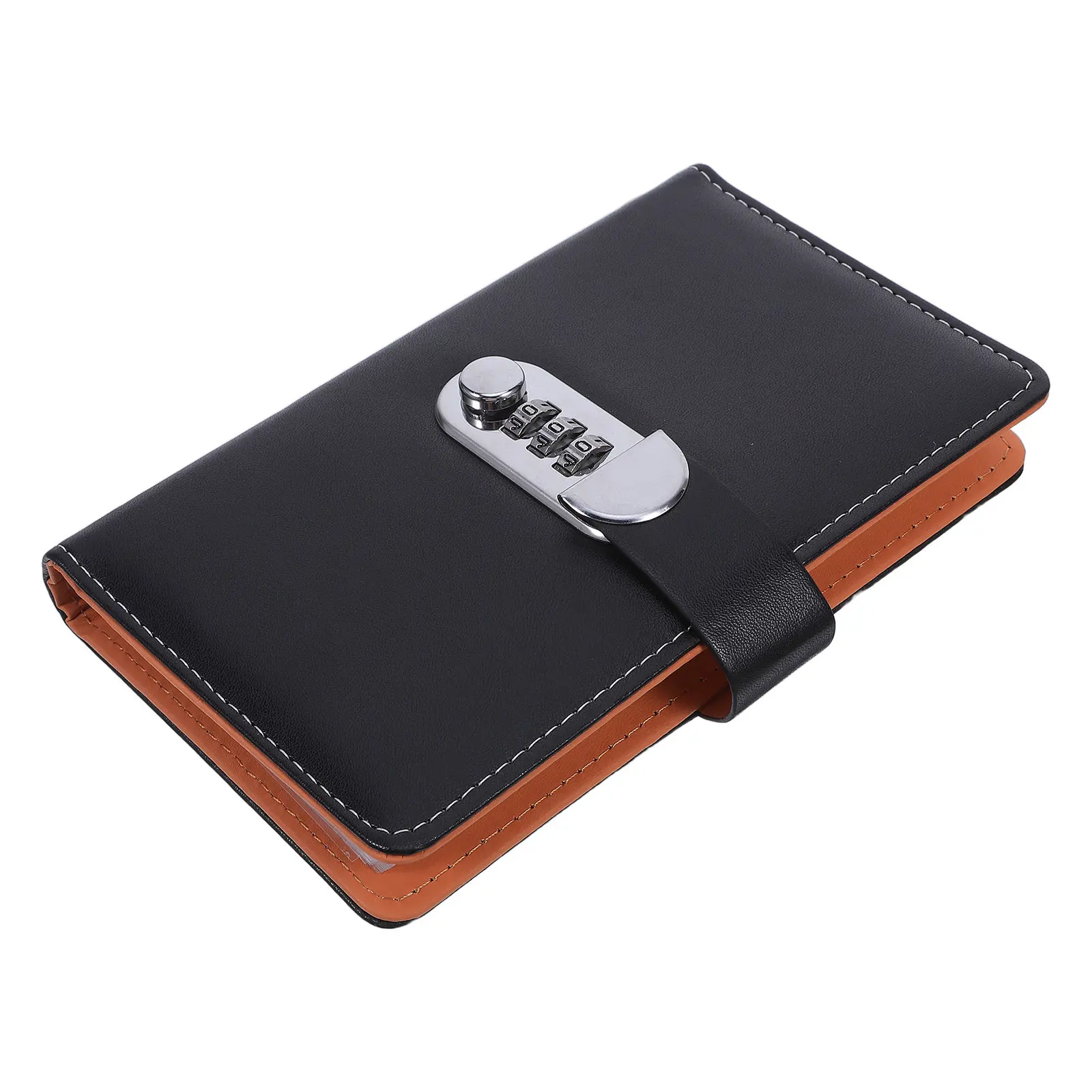 Password Book with Lock Compact PU Money Currency Album Secure Combination Lock Small Book Safe Storage Organizer 6.88x4.32in