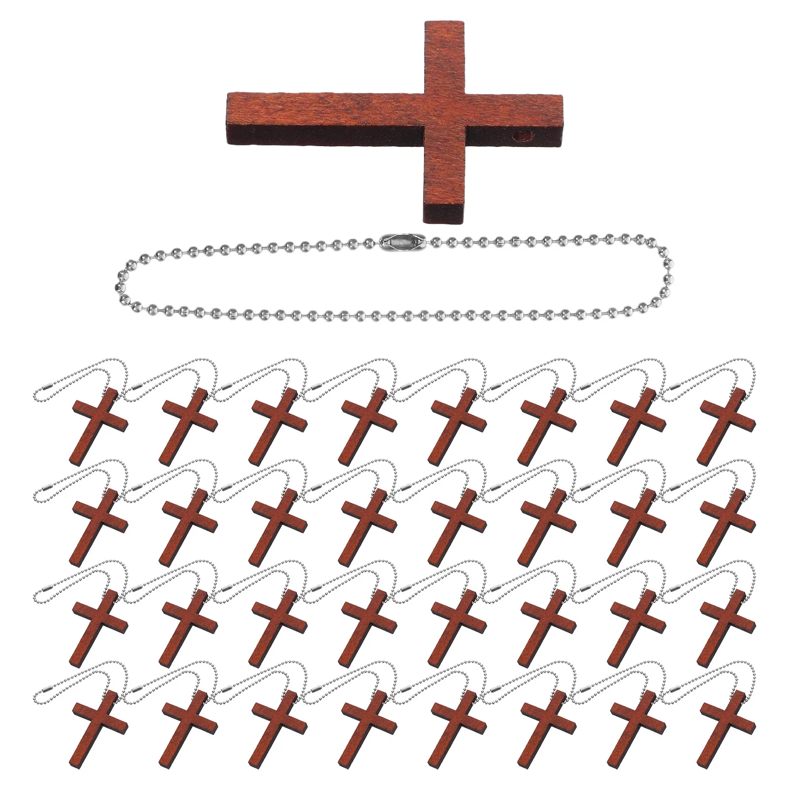 

50Sets Natural Wood Cross Pendants Rustic Cross Charms Christmas Religious Decorations Baptism Gifts Christian Souvenirs Party