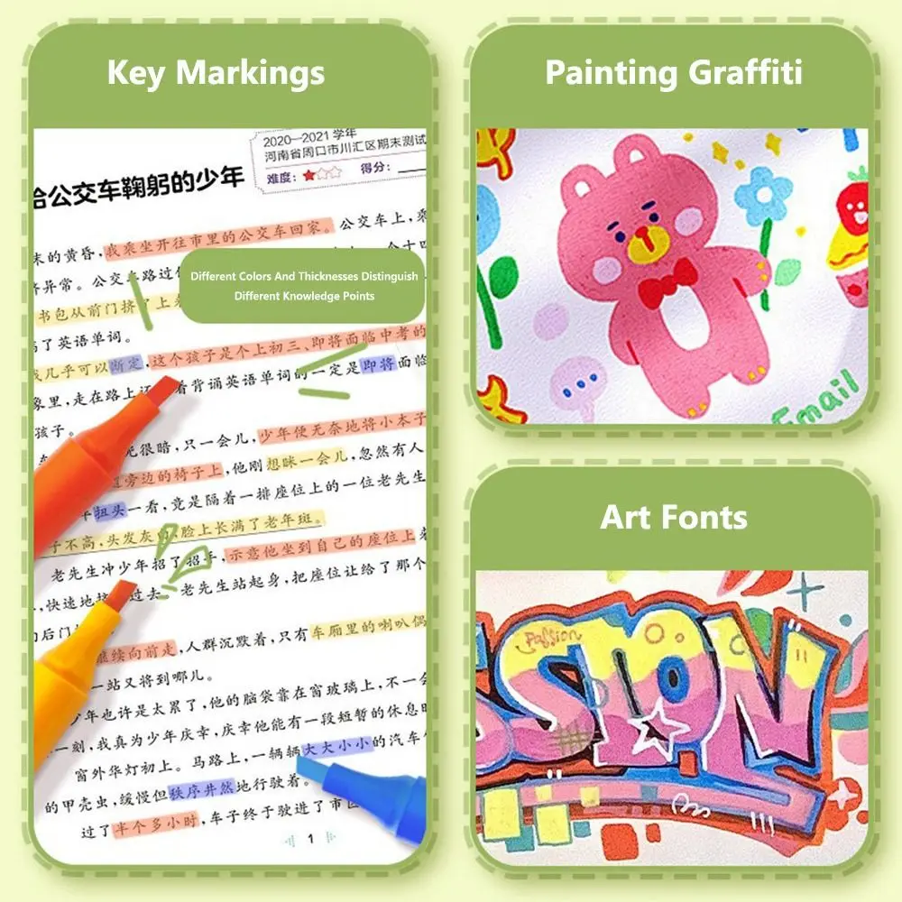 4PCS/Set New Fragrant Highlighter Pen Eye Protection Painting Graffiti Fluorescent Pen Large Capacity Marker Pen School Office