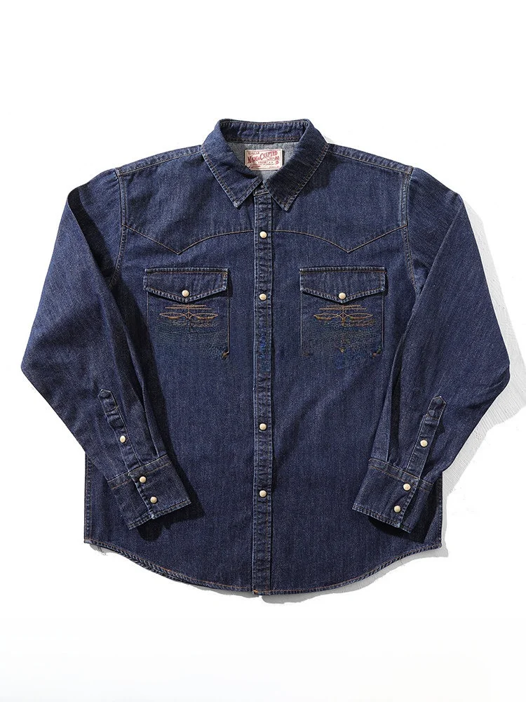 MBBCAR Western Series Basic Washed  Color Narrow Width Long Sleeve Casual Shirt American Style Youth Popular Daily Wear