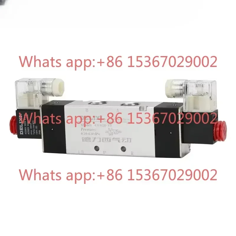 Delixi 2 Position 5 Way Solenoid Valve 4V220-08 220V Double Electric Control 24V Pneumatic Control Valve 4V320-10
