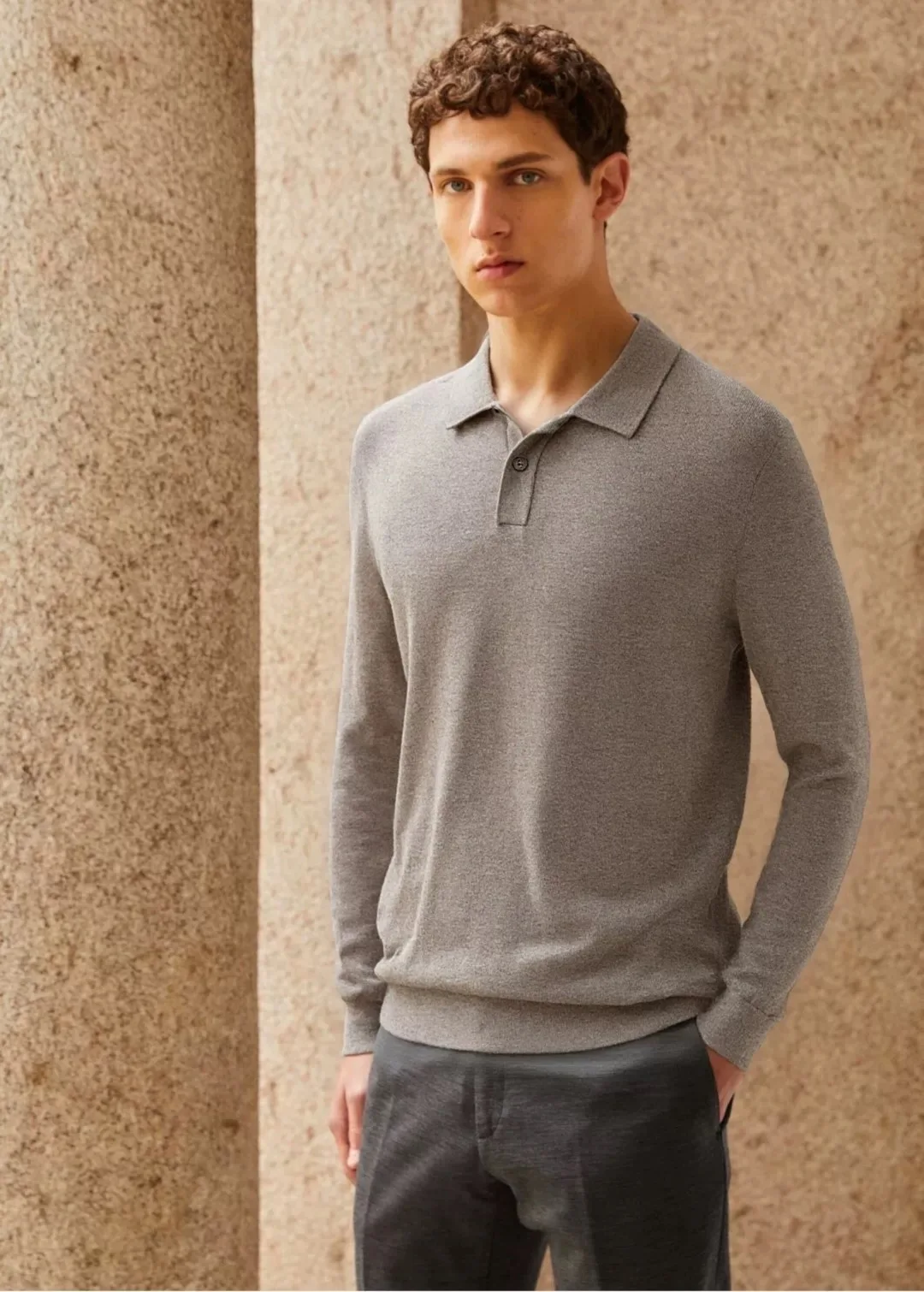 

Ele Casual 00% Camere irt Long Sve Turn-down Collar Busin Luxury Italian Sle Men's Faion Woolen Knitwear