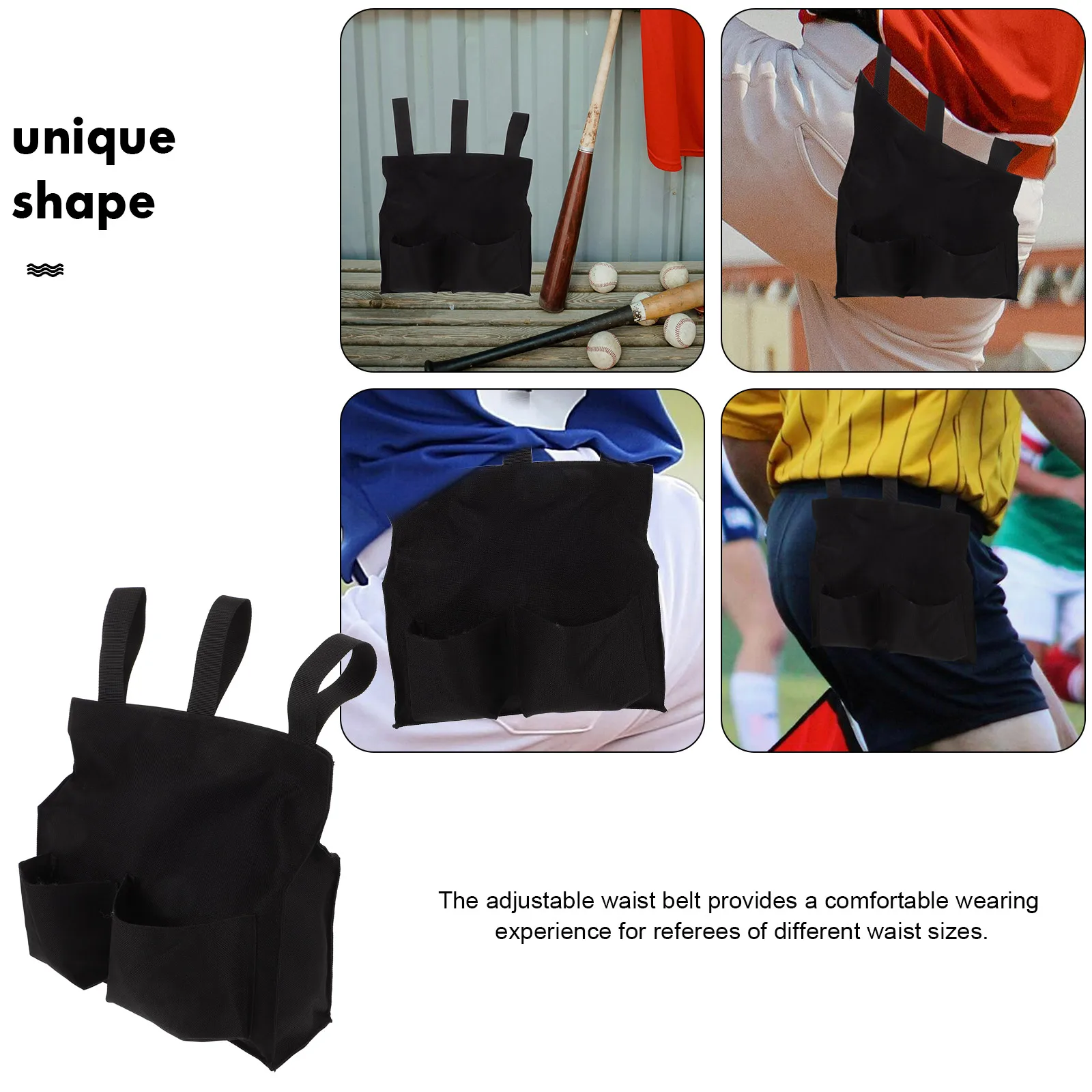 

Baseball Referee Ball Bag Large Capacity Oxford Cloth Storage Portable Softball Umpire Gear Waist Belt Side Pocket