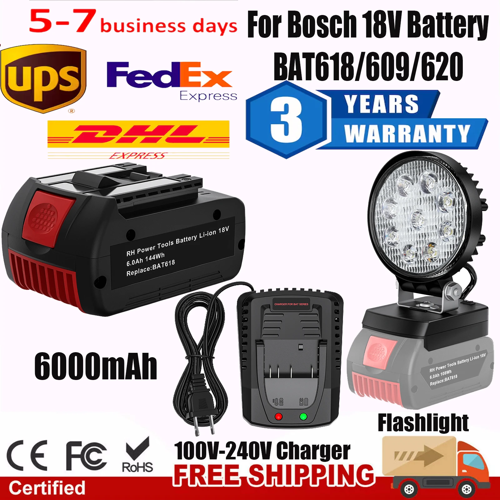 For Bosch 18V 6000mAh Lithium Battery BAT618 Rechargeable Battery For Bosch Electric Drill Tool GBA GSR GSB BAT618 BAT609 BAT620