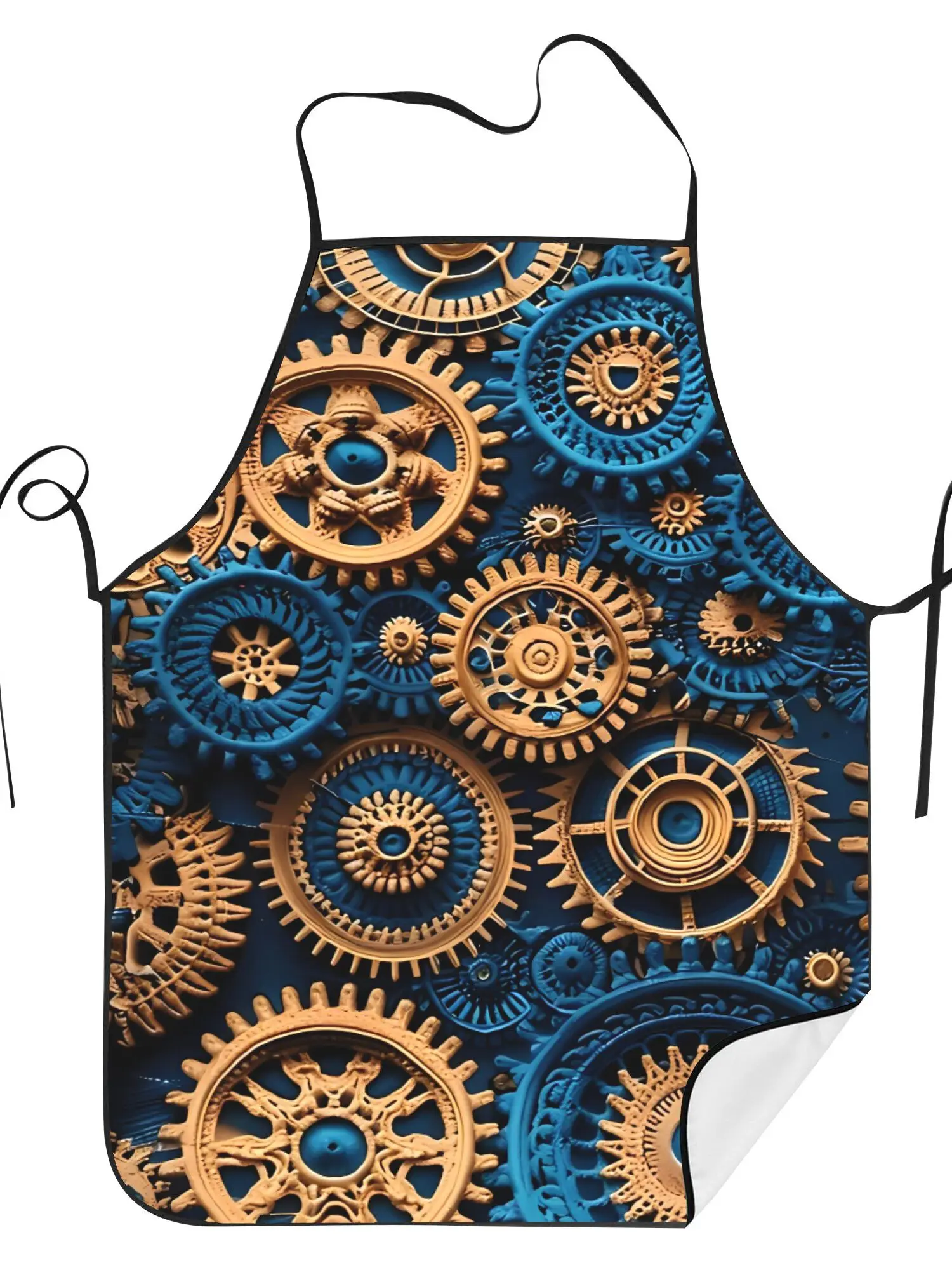 Steampunk Gear Apron Industrial Style Kitchen Cooking Bib with Pockets Multiple Sizes for Men Women