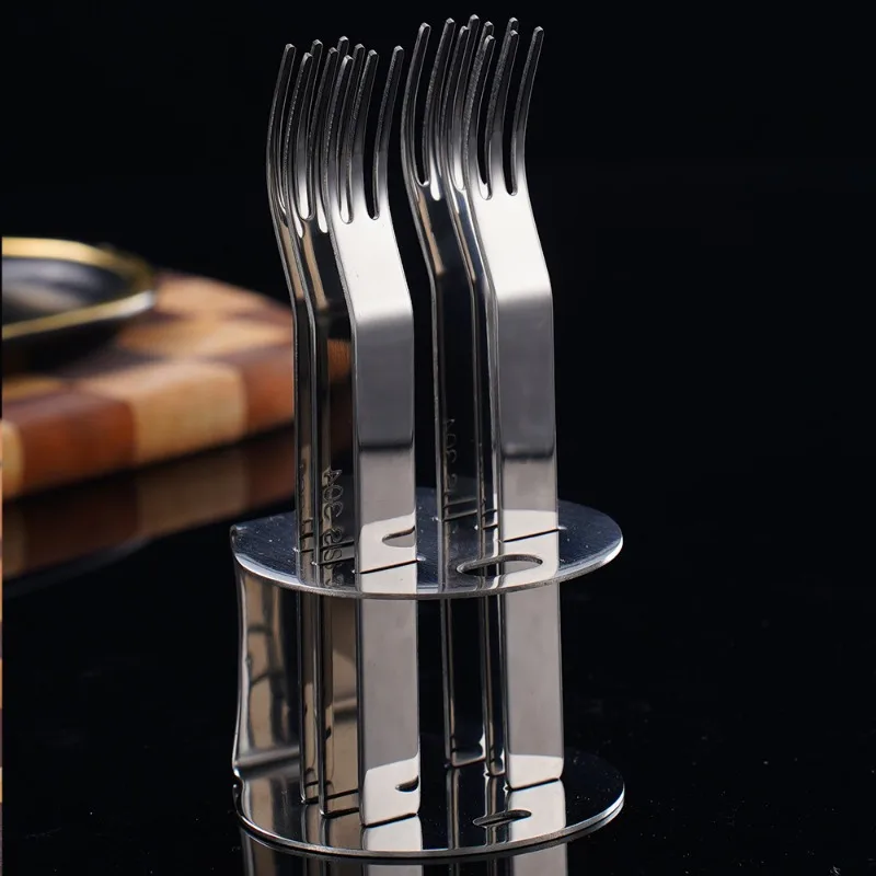304 Fruit Fork Creative Cake Fork Set Mooncake Fork Titanium Plated Dessert Three Toothed Fork Stainless Steel Fruit Sign