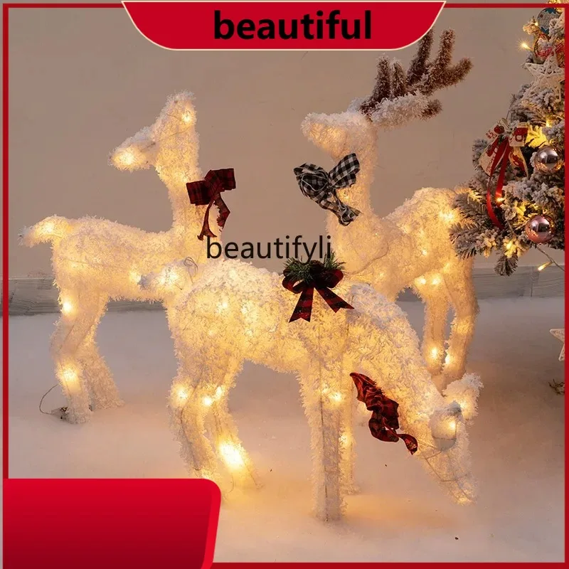 

Christmas decoration luminous elk ornament large shopping mall hotel window indoor Christmas tree ornament props H