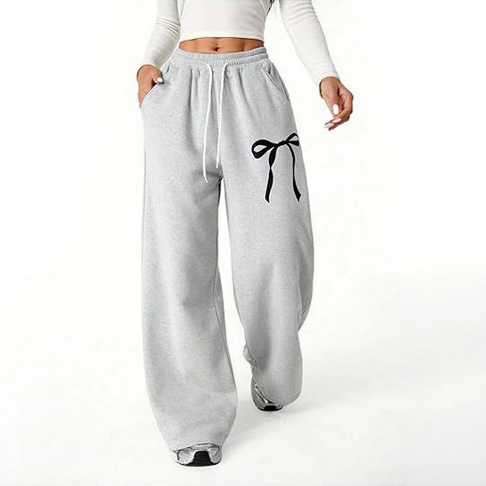 Comfortabele damesbroek met hoge taille, knoopprint, veters, het hele seizoen, K-mode, basisstijl voor dames