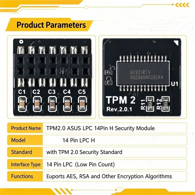 IDUD TPM2.0 14 Pin LPC H Standalone Encryption Chip Security Module Trusted Platform Module Data Protection