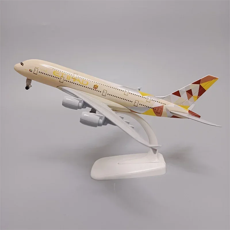 20cm lega metallo aria ETIHAD AIRBUS 380 A380 compagnie aeree modello di aeroplano Diecast aereo modello aereo w ruote carrelli di atterraggio