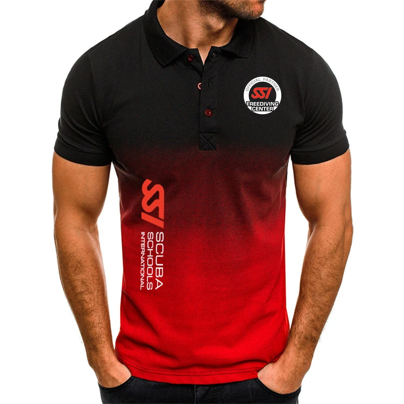 New Scuba Diving Dive SSI Cotton Polo Shirts for Men Hip hop street gradient Slim Fit Mens Polos Summer Brand Custom T-shirt