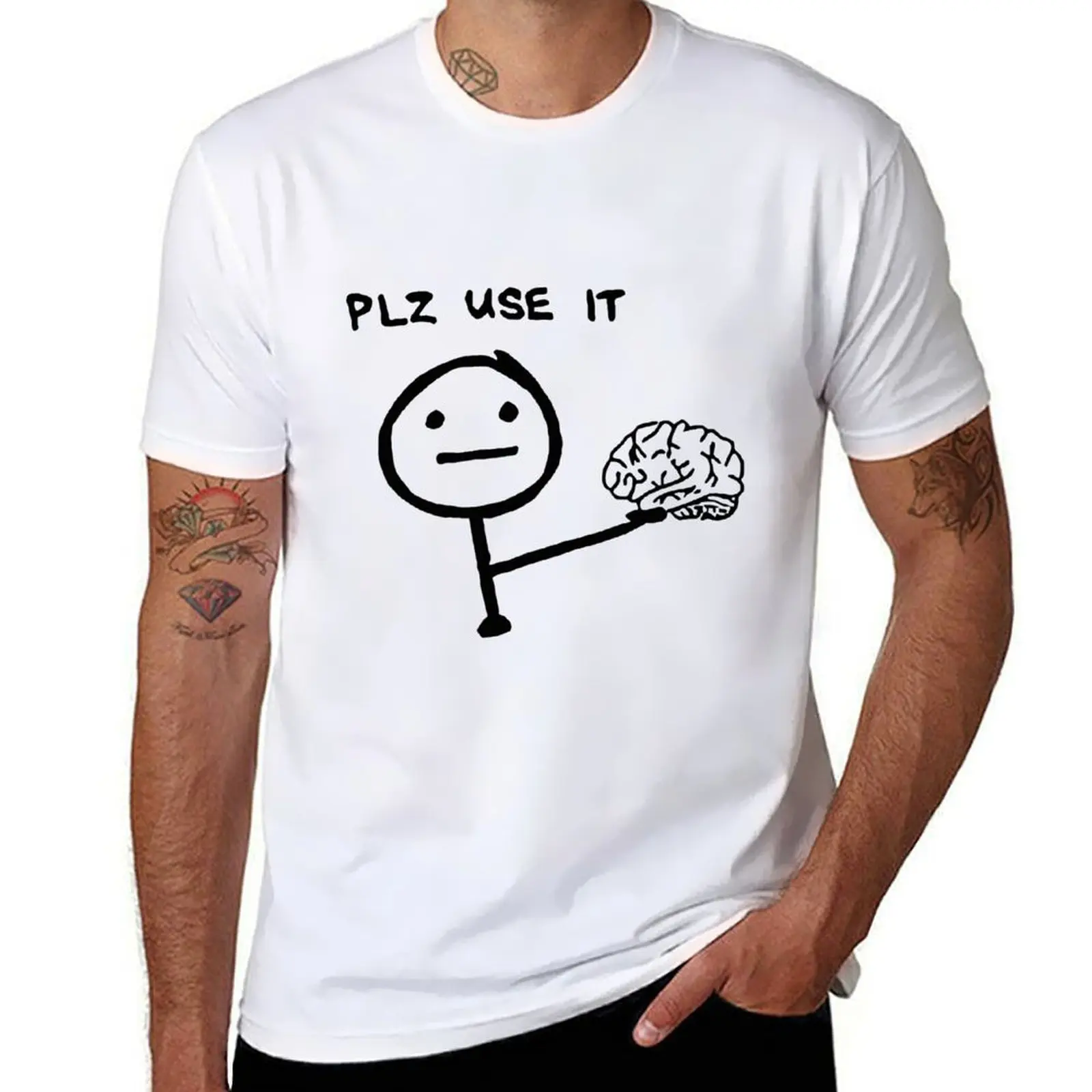 

Please, use your brain T-Shirt cotton tshirt 100% man t shirt cotton high quality funny t shirts man T-Shirt
