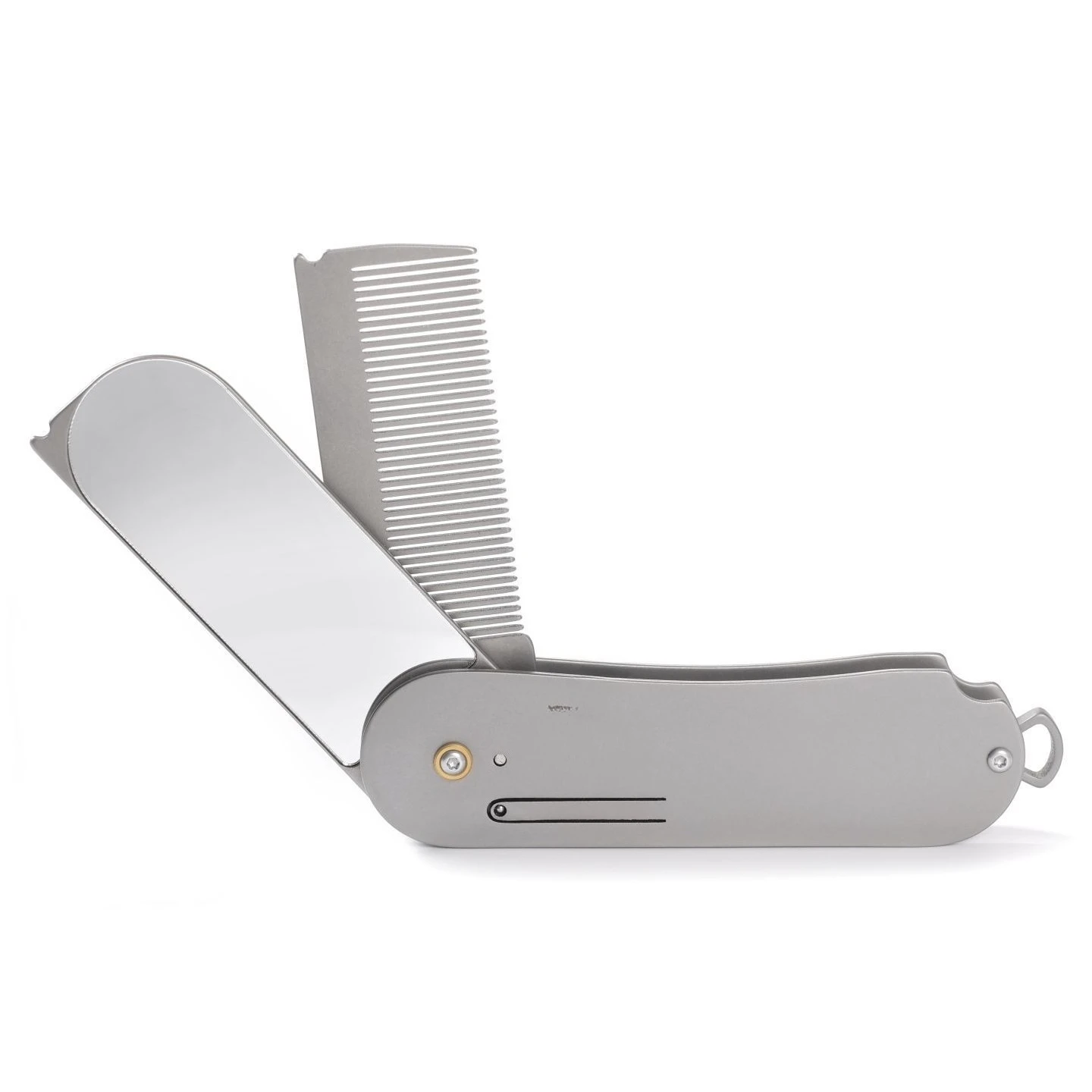 Pure titanium comb mirror integrated folding mirror comb folding portable mirror comb cute cartoon dense tooth belt makeup
