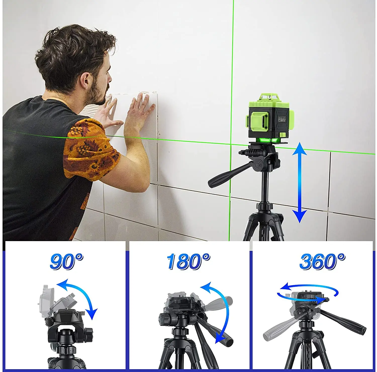 Laser Level Tripod with Carry Bag Lightweight Adjustable Aluminum Alloy Tripod Stand for Rotary and Line Lasers