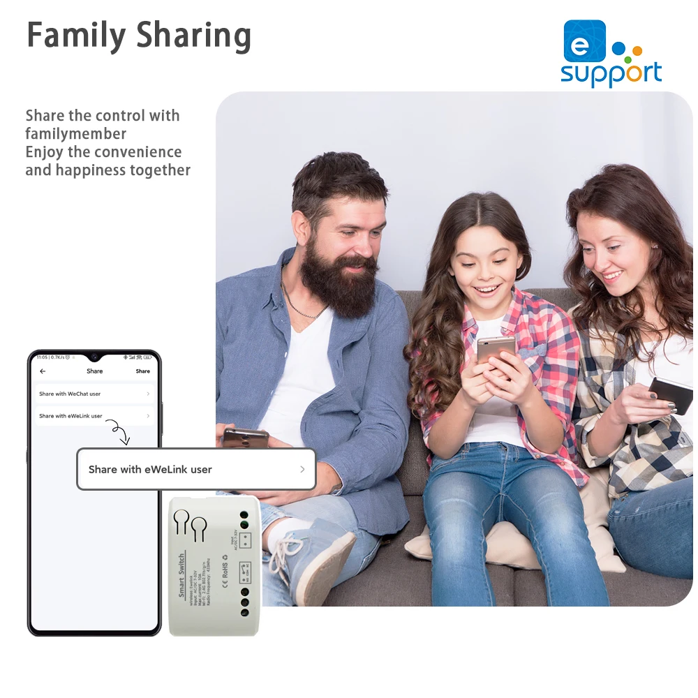 1CH EWelink Smart WiFi Switch AC 85-250V DC7-32V 10A RF 433MHz Relay Module APP Remote Control Inching Self-Locking Timer Alexa