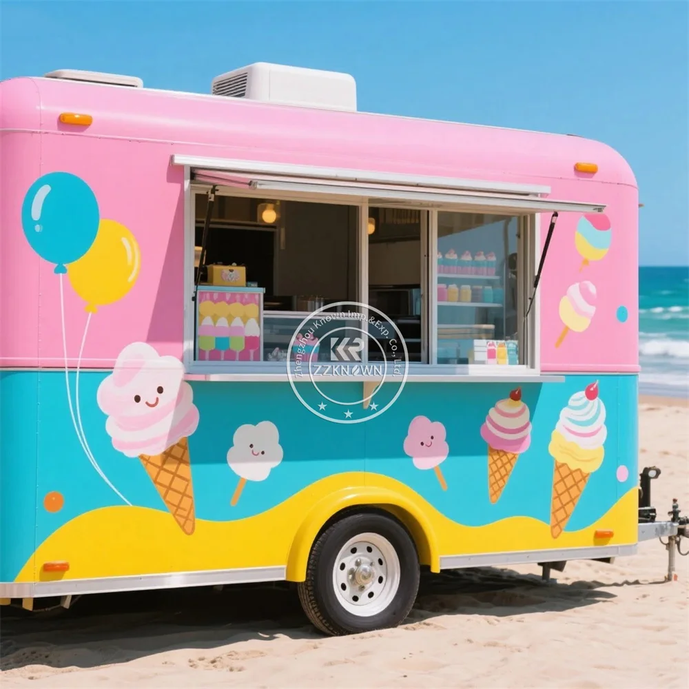 Concession Catering Trailer Mobile Kitchen Coffee Shop Kiosk Street Pizza Ice Cream Cart Customized Food Trailer Cart For Sale