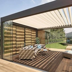 Custom Professional Waterproof Windproof Glass Doors System RGB Smart Pergola Bioclimatique Outdoor Gazebo Pergola