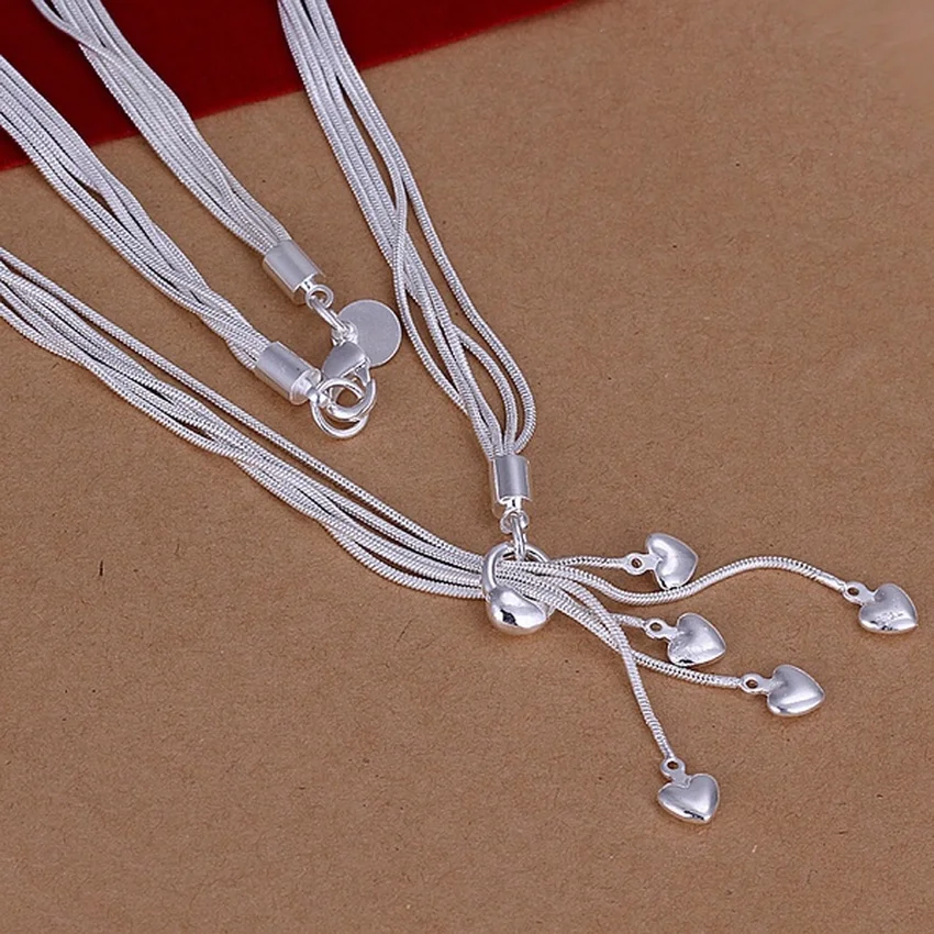 

925 Sterling Silver exquisite noble Gorgeous Charm Fashion women lady Wedding lovely Necklace 18 inches jewelry