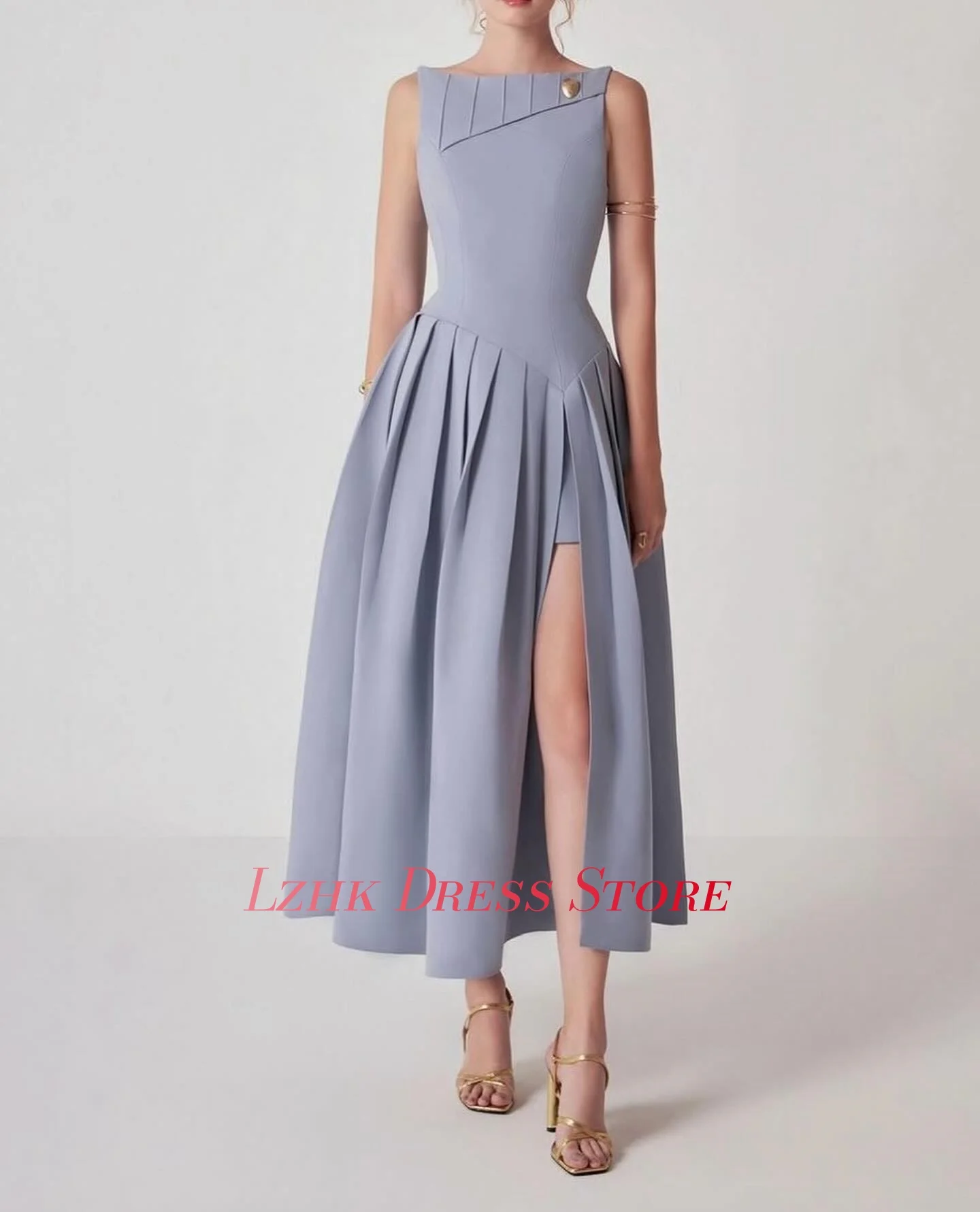 Vestido de noche con lentejuelas y corte en A, Jersey delicado personalizado, alta calidad, sin mangas, cuello redondo, longitud hasta el tobillo