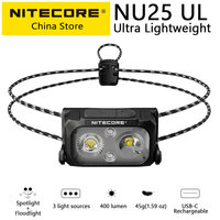 Wholesale Nitecore NU25 400L USB-C Rechargeable Headlamp Built-In Battery 3-Lights Source Headlight Running Trekking Backpacker