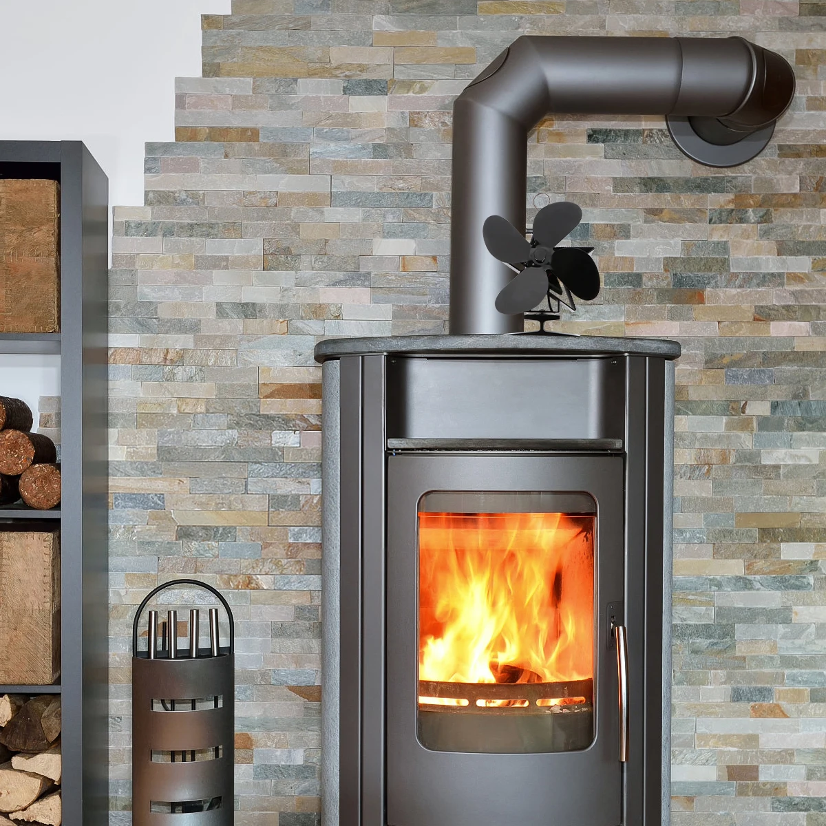 

Fireplace Fan Circulation Heat Indoor Silent Stove Powered Warm Air European and American