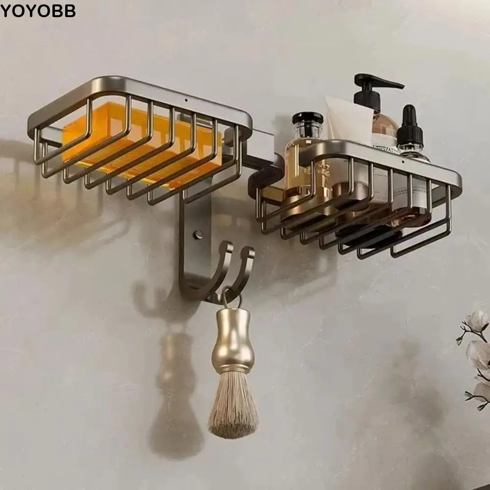 

Aluminum Wall-mounted Soap Dish Punch-Free Self Adhesive Soap Drain Box Rust-proof Strong Load-bearing Bathroom Soap Box