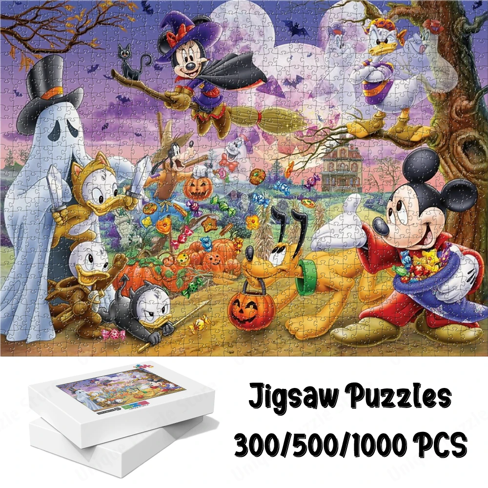 

Disney Halloween Collection Large Adult Jigsaw Mickey Minnie Board Games Hobbies Funny Cartoon Donald Duck Family Puzzle Game