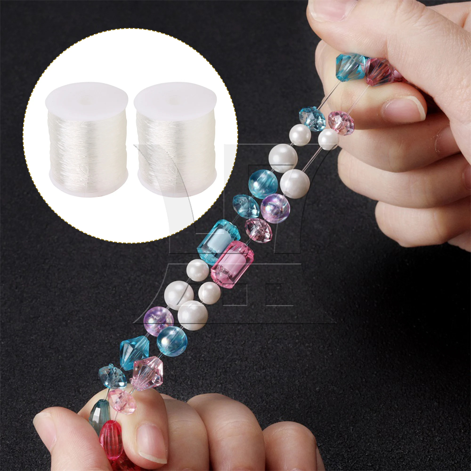 4 Rolls Elastic String Cord 0.8mm 1mm Transparent White Stretch Beading Thread for Jewelry Making DIY Bracelet Necklace