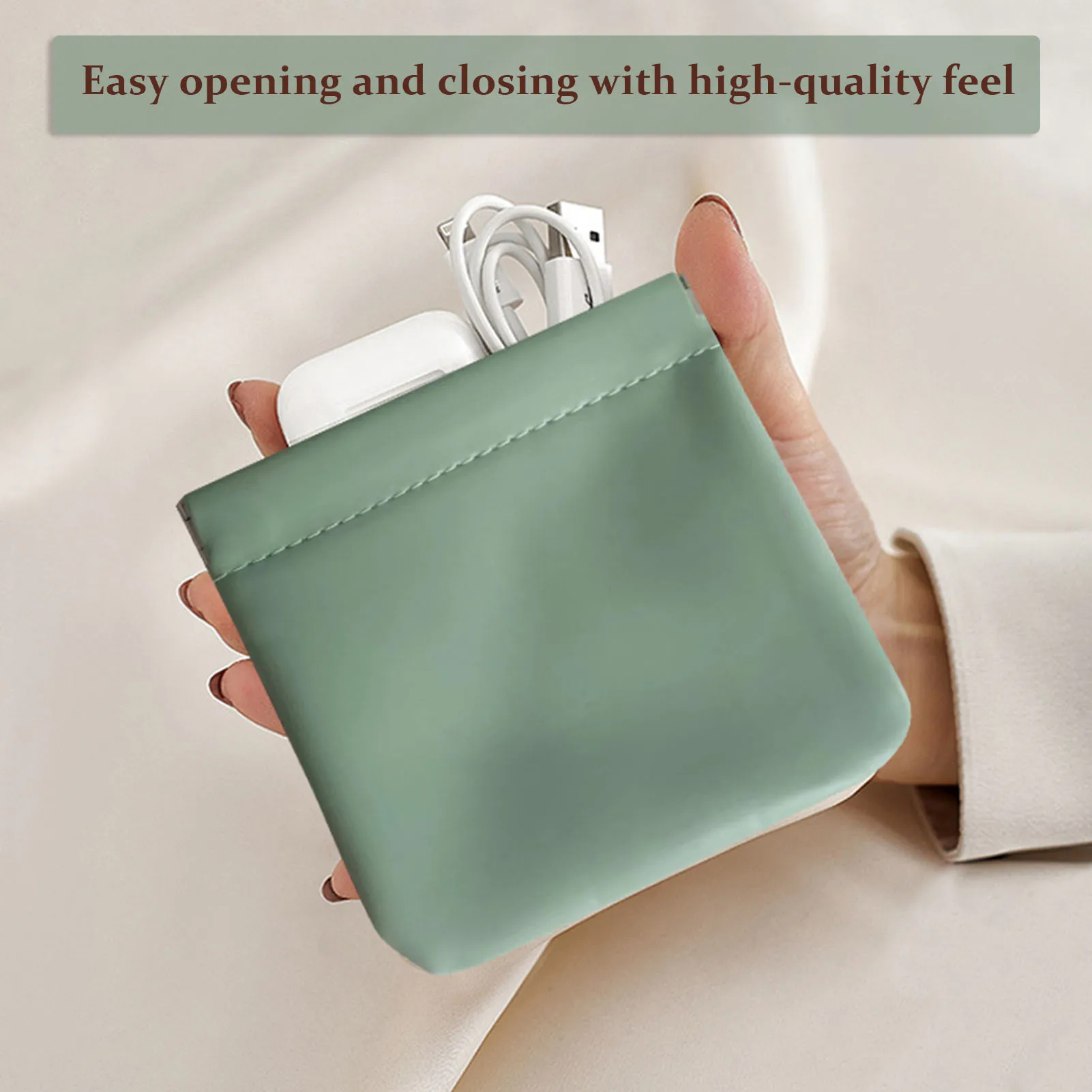 Simple Magnetic Buckle Bag Solid-Color Waterproof Portable Coin Purse Mini Makeup Lipstick Storage Bag For Earphone Jewelry