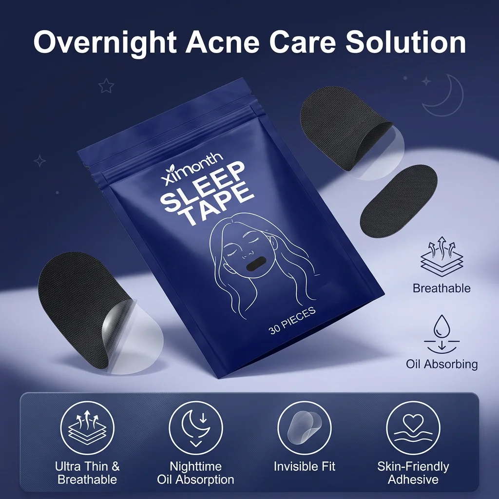 30 Pcs Anti Snoring Mouth Tape Ultra Thin Breathable Nighttime Acne Patches Oil Absorbing Pimple Patches for Sleep Care Travel