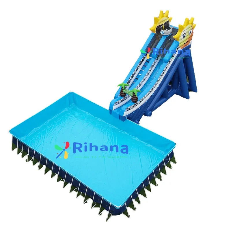 Hot Sale Metal Frame Swimming Pool Rectangular Metal Frame Pool Pvc Tarpaulin With Fabric Stents Pool