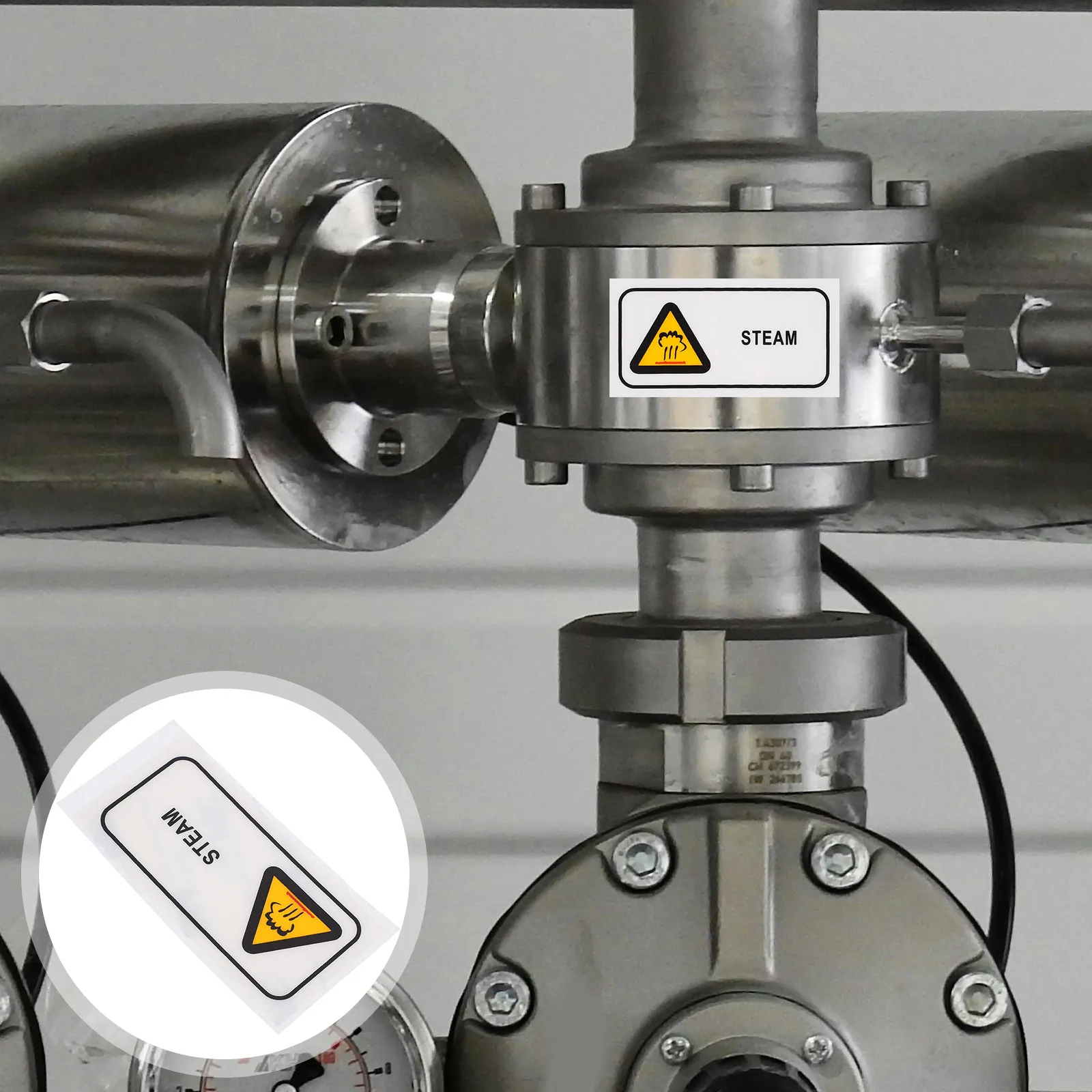 

High Temperature Steam Warning Sign Burn Prevention Caution Hot Surface Vinyl Sticker Industrial Safety Equipment Label