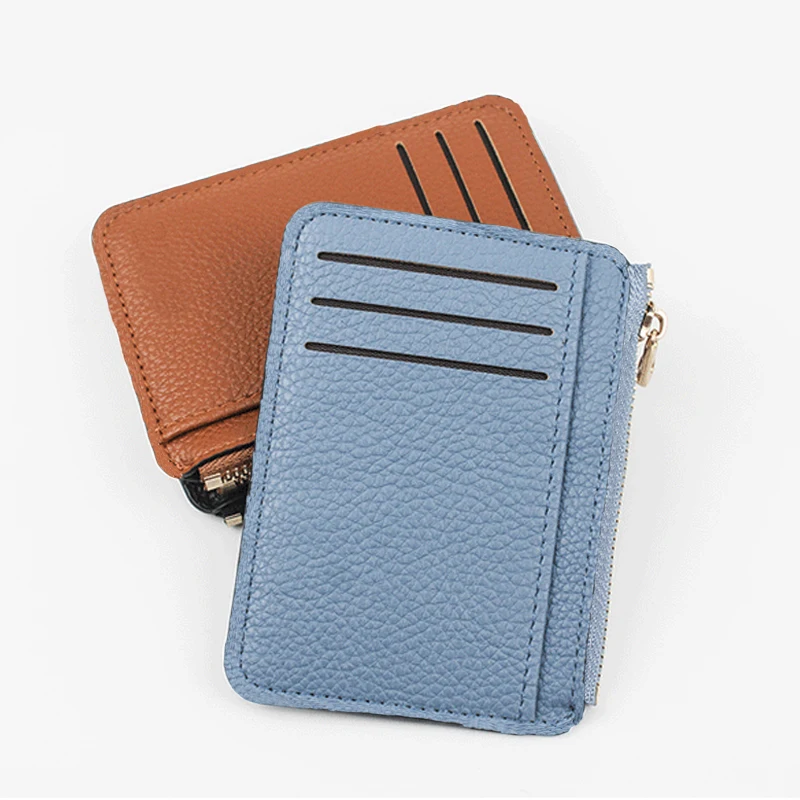 9 Card Slots Ultra-thin Zipper Credit Card Holder 100% Leather Men\'s Wallet Slim Simplicity Coin Purse Wallet Cardholder Bags