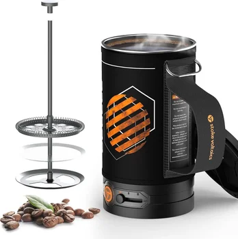 소형 휴대용 여행용 물 보일러, 프렌치 프레스 커피 메이커, 냄비, 30 oz 전기 차 주전자, 끓는 물, 팝콘