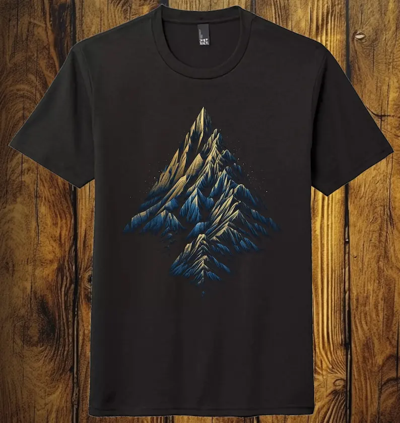 

Minimal Mountain Graphic Shirt Black Unisex Soft