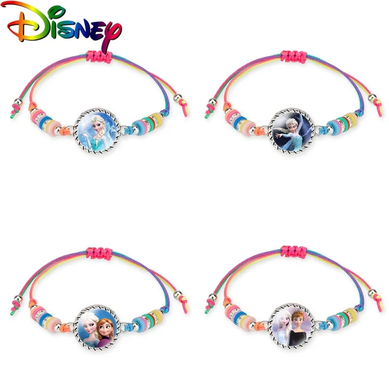 

Disney Frozen Princess Anna Elsa Colorful Bracelet Cartoon Rainbow Beaded Bracelets Adjustable Kids Toys Girls Christmas Gifts